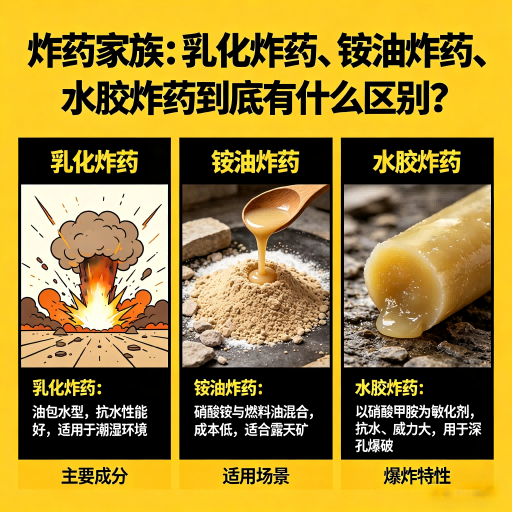 烈山炸药家族：乳化炸药、铵油炸药、水胶炸药到底有什么区别？
